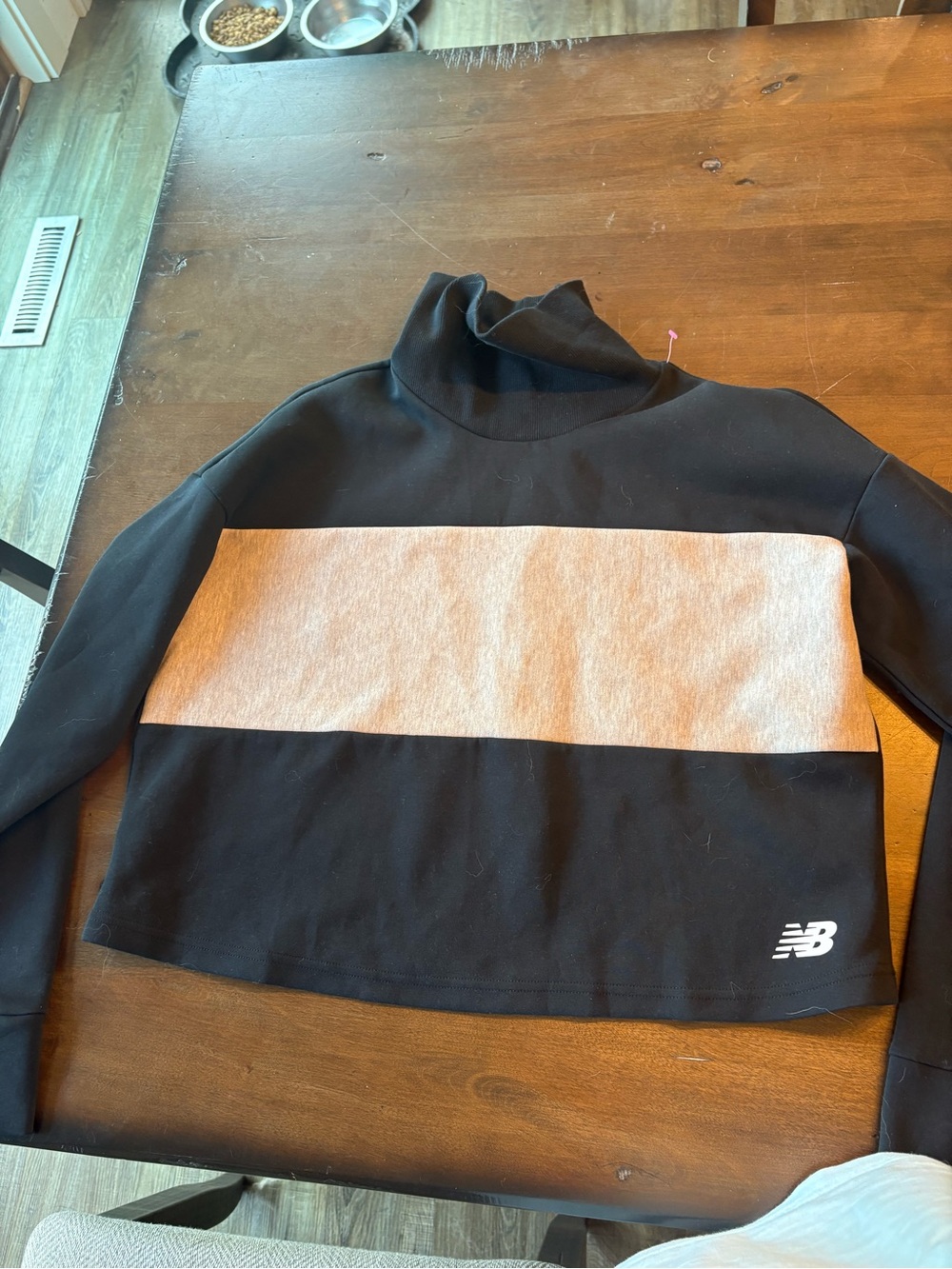 New Balance Black & Gray Cropped Funnel Turtleneck Sweater